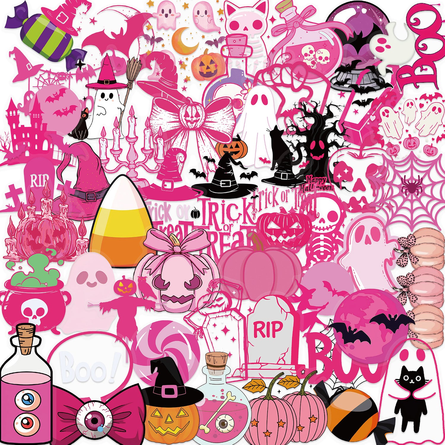 0819 50 Pink halloween PET Stickers