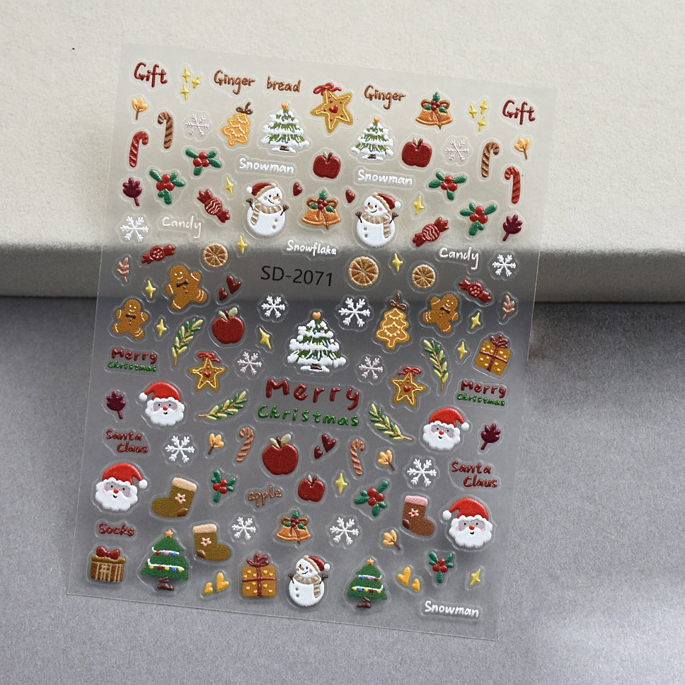 1119 M259- Christmas elements Embossed Mini sticker 1 Pcs