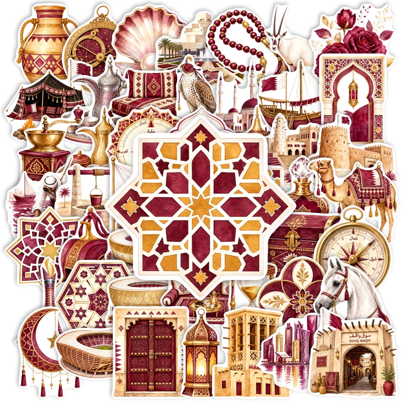 50 Exotic Style Solid Sticker With White Border