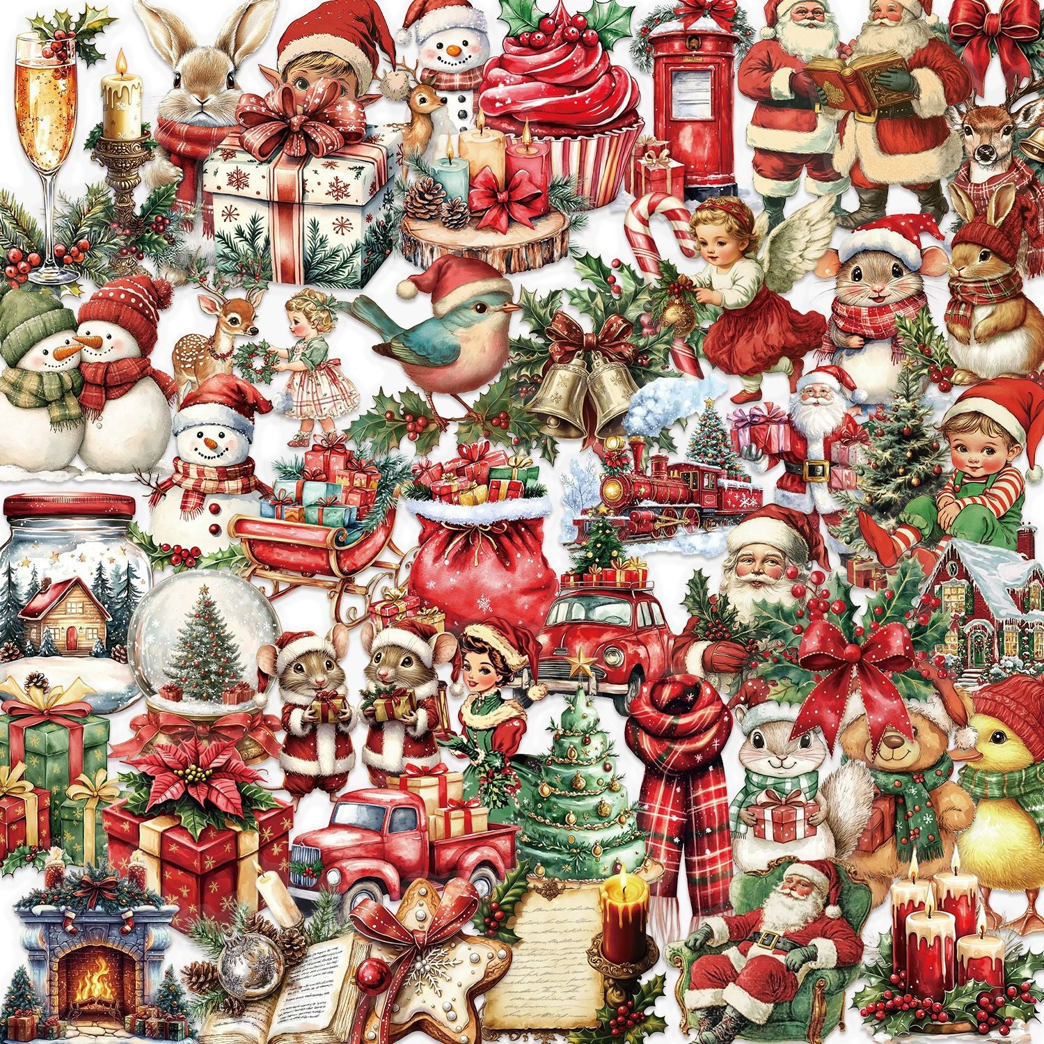 0910 50 Vintage Christmas PET sticker