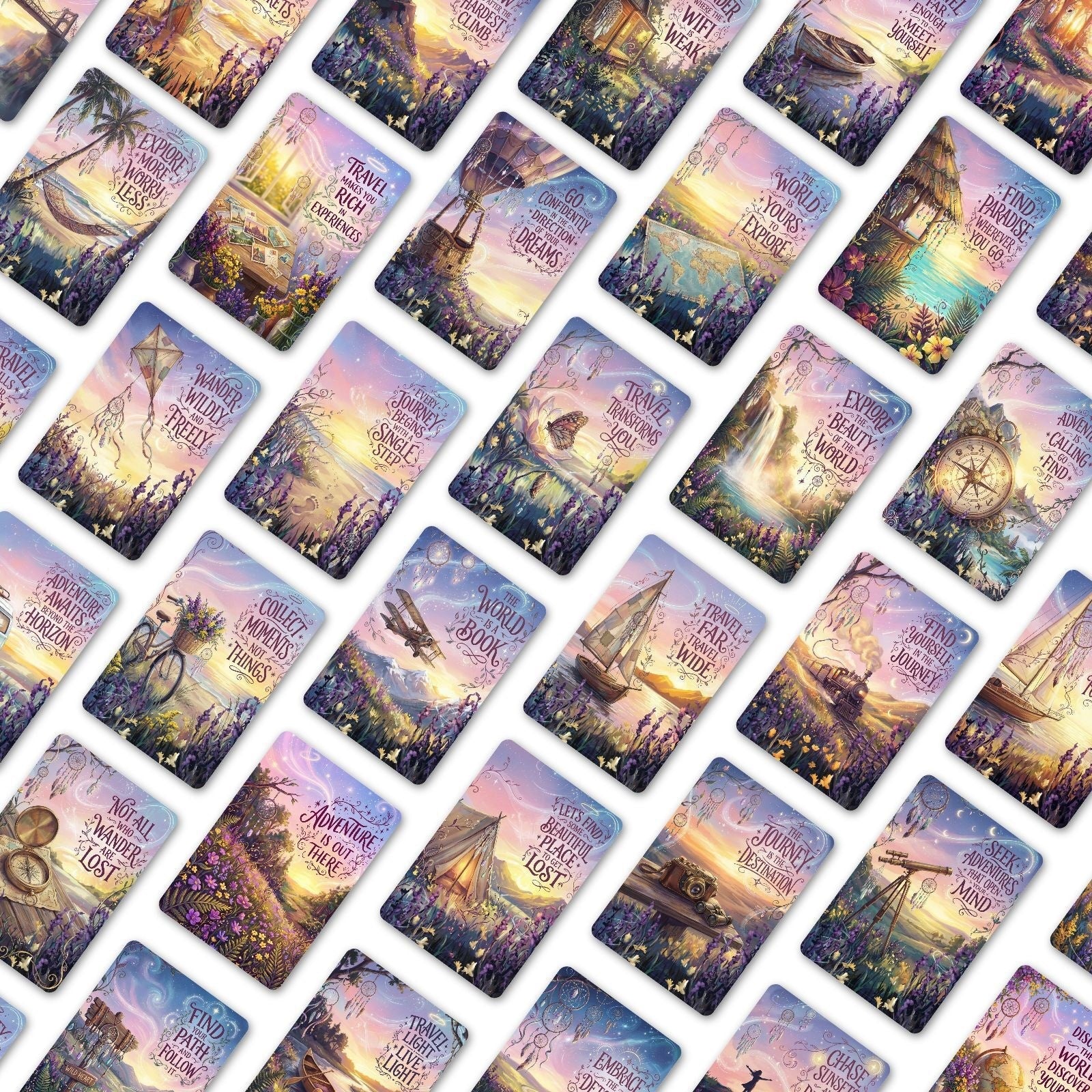 Lavender Scenery Cardstock 36pcs (2.36 × 3.5 inch)