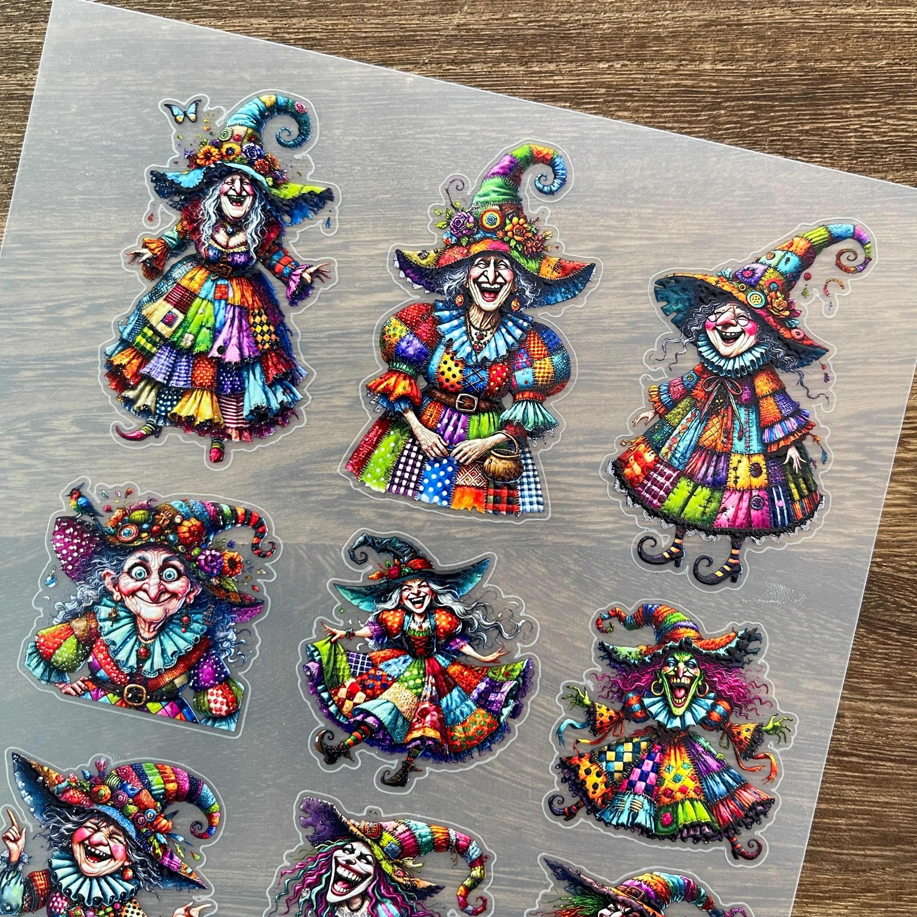 3D Colorful witch PET Stickers 1pcs