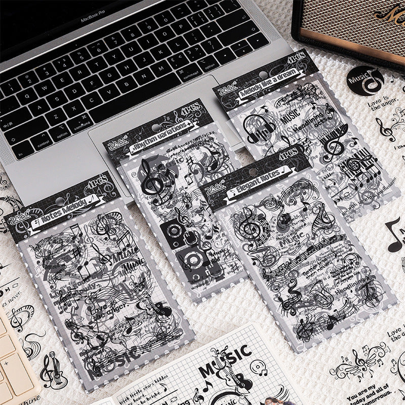 0615 Music note PET Sticker -4Pcs each pack
