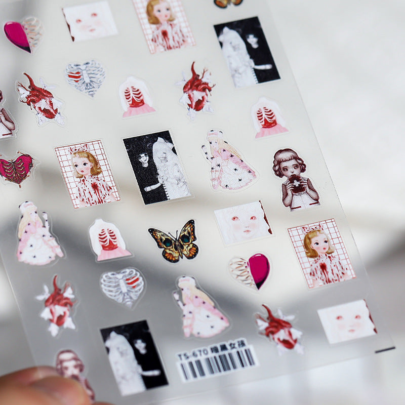 M333- Dark Girl Flat Mini sticker 1 Pcs