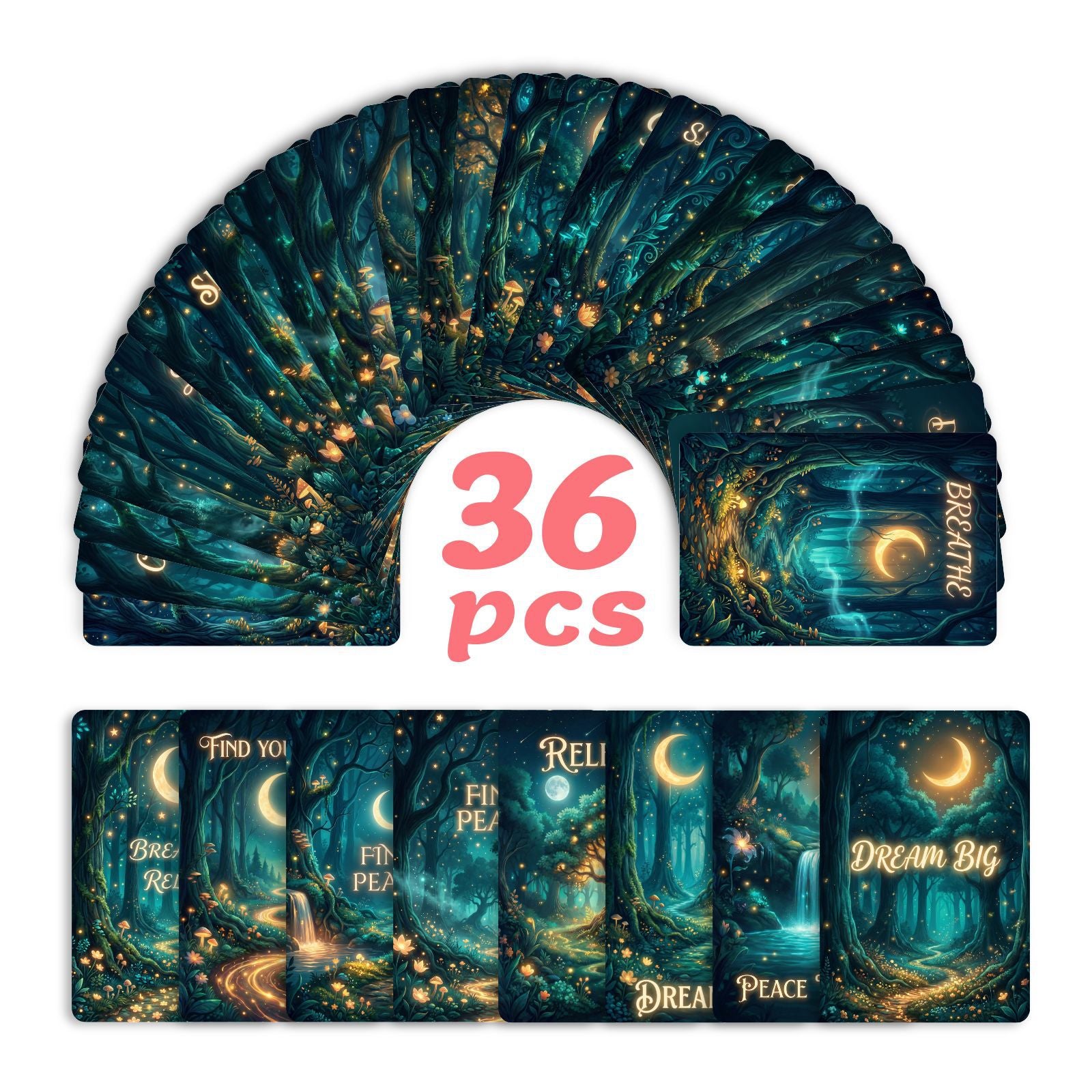 Moonlit Night Forest Cardstock 36pcs (2.36 × 3.5 inch)