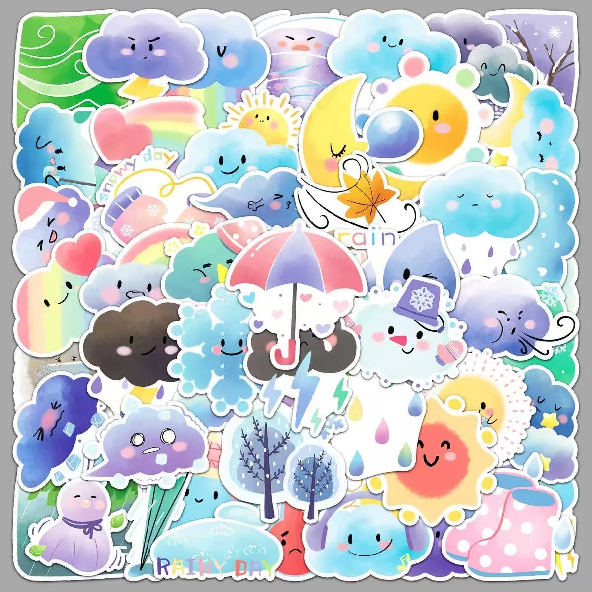 0611 50 Mood weather Stickers solid with white border