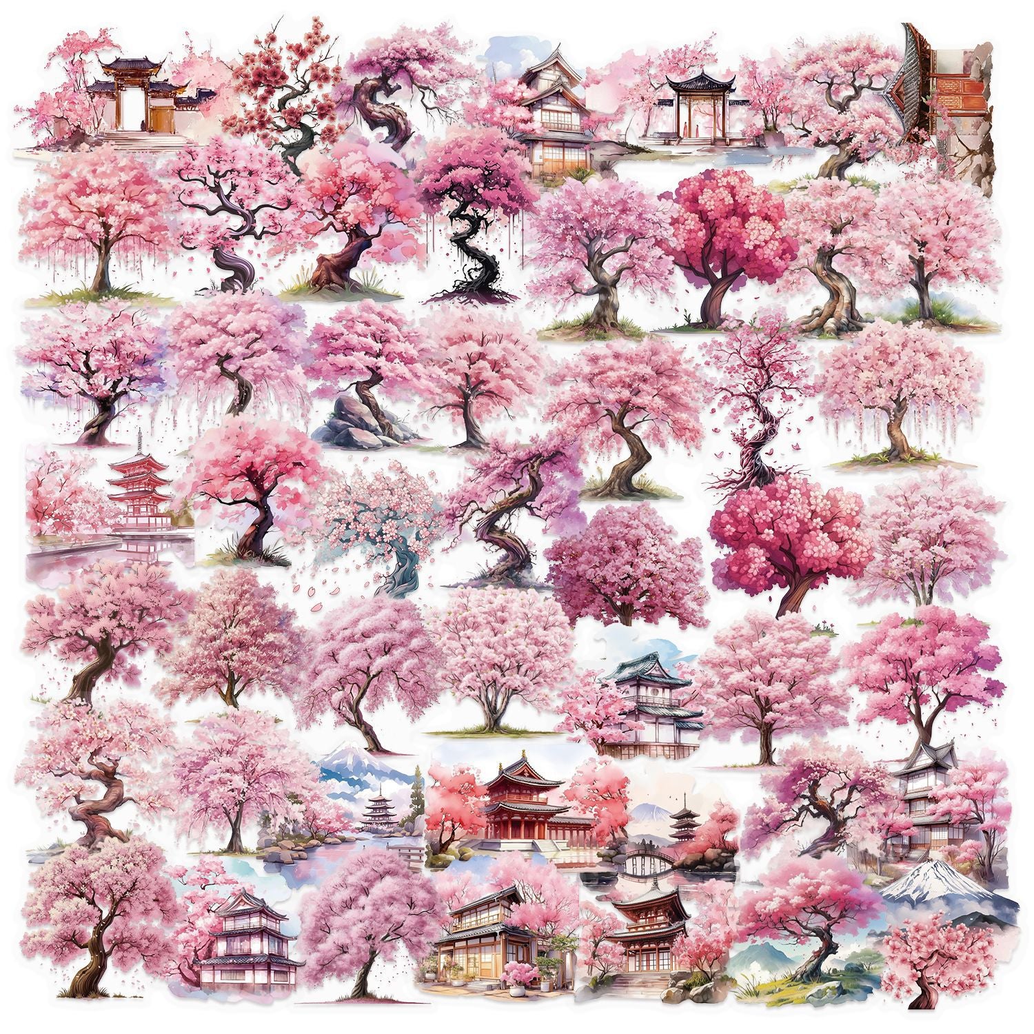 0909 50 Cherry blossoms tree PET sticker