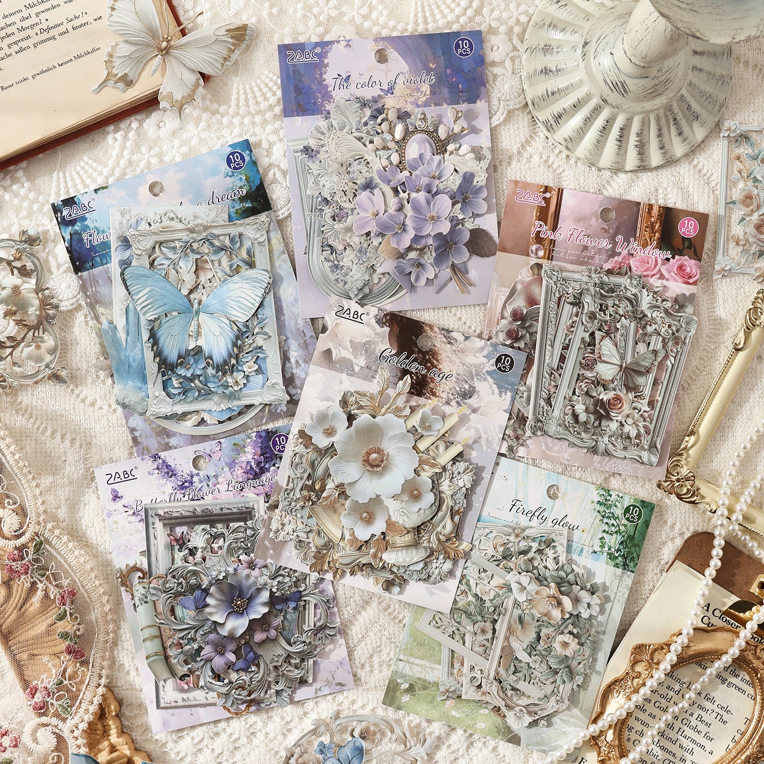 Flower die cut Paper Stickers -10Pcs each pack