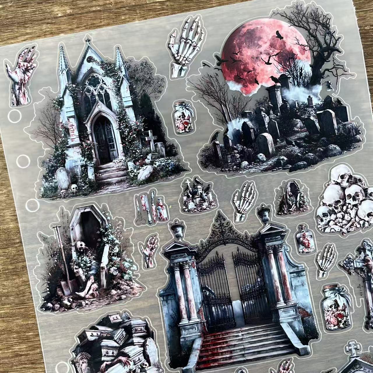 3D Horror Scenes PET Sticker 1 Pcs