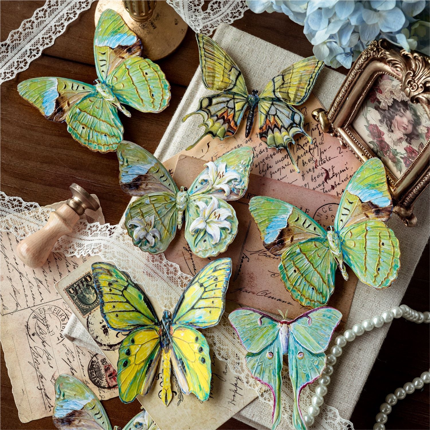 Butterfly Embossed Cardstock Stickers -10Pcs each pack