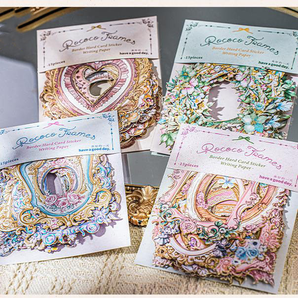 0322 Rococo Frame Series cardstock Sticker -15Pcs each pack