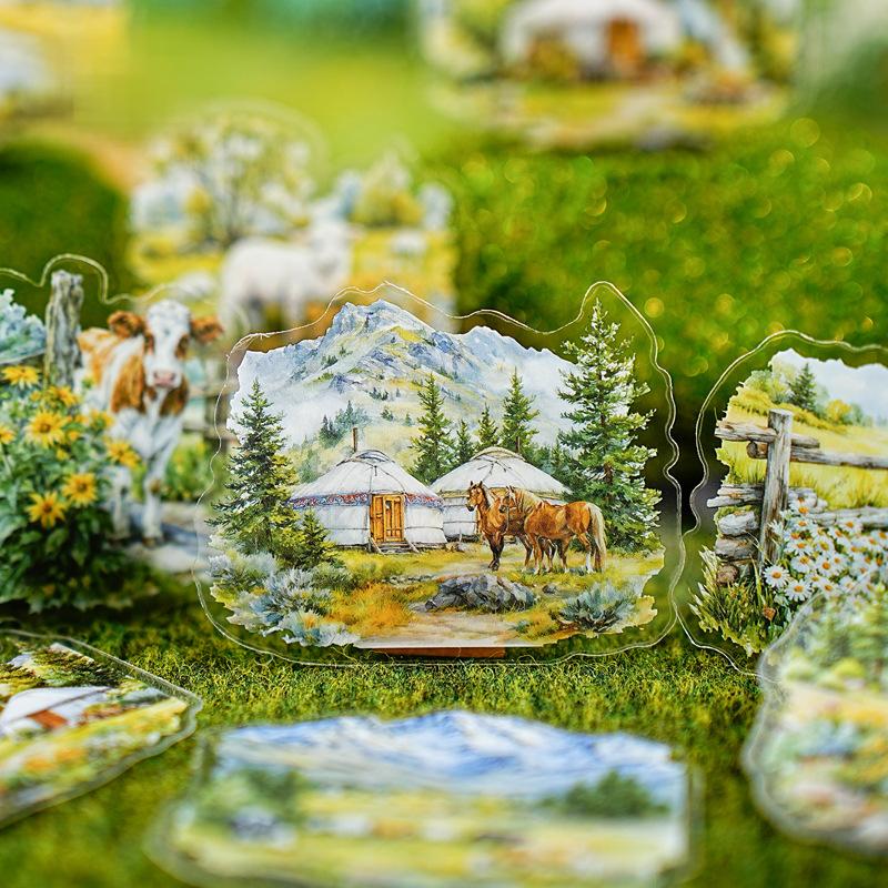 1028 Picturesque mountains and rivers PET sticker -20Pcs each pack