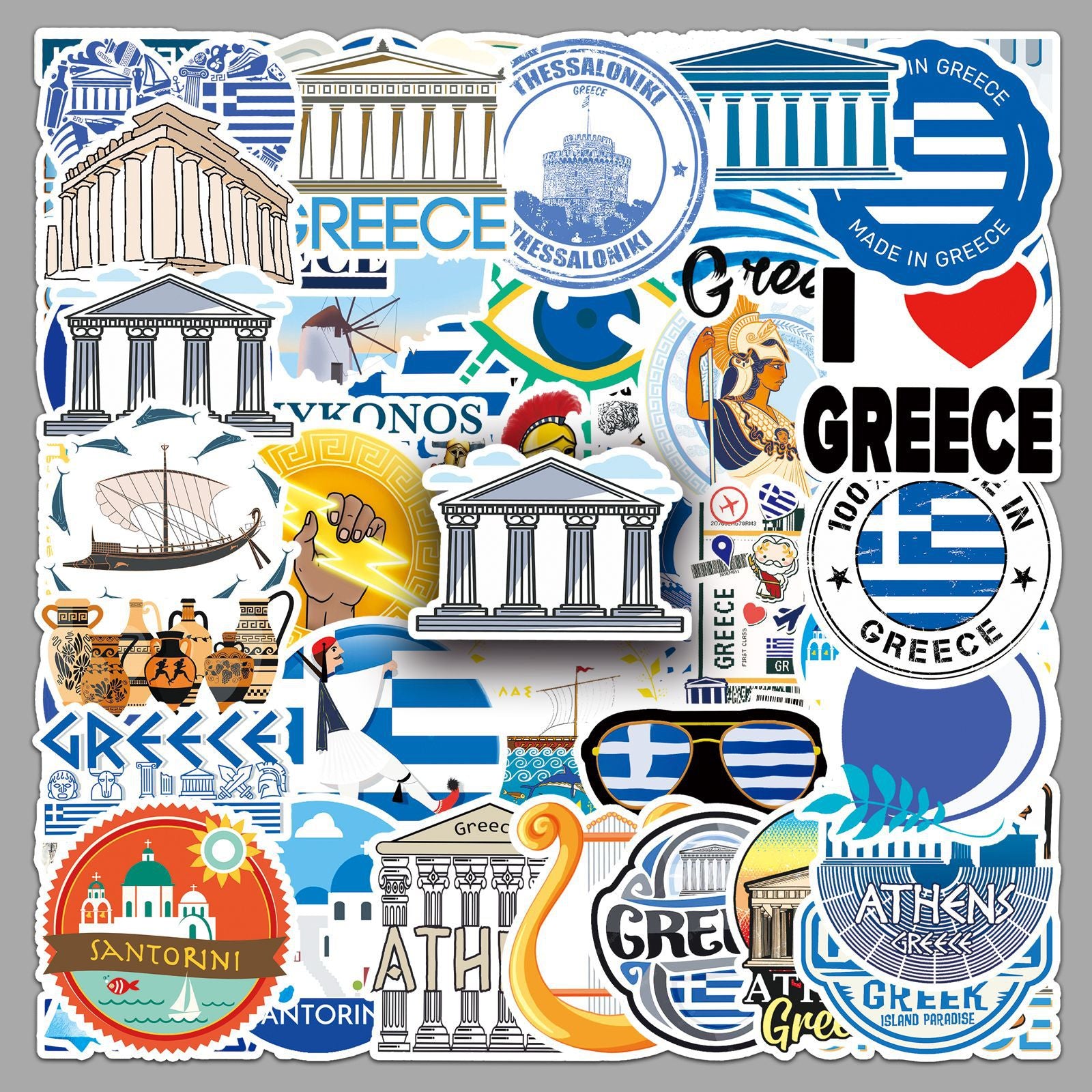 0617 50 Greece Stickers solid with white border