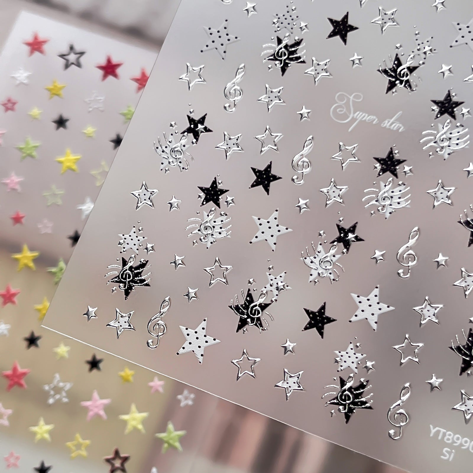 M314- Colorful Stars Embossed Mini sticker 1 Pcs