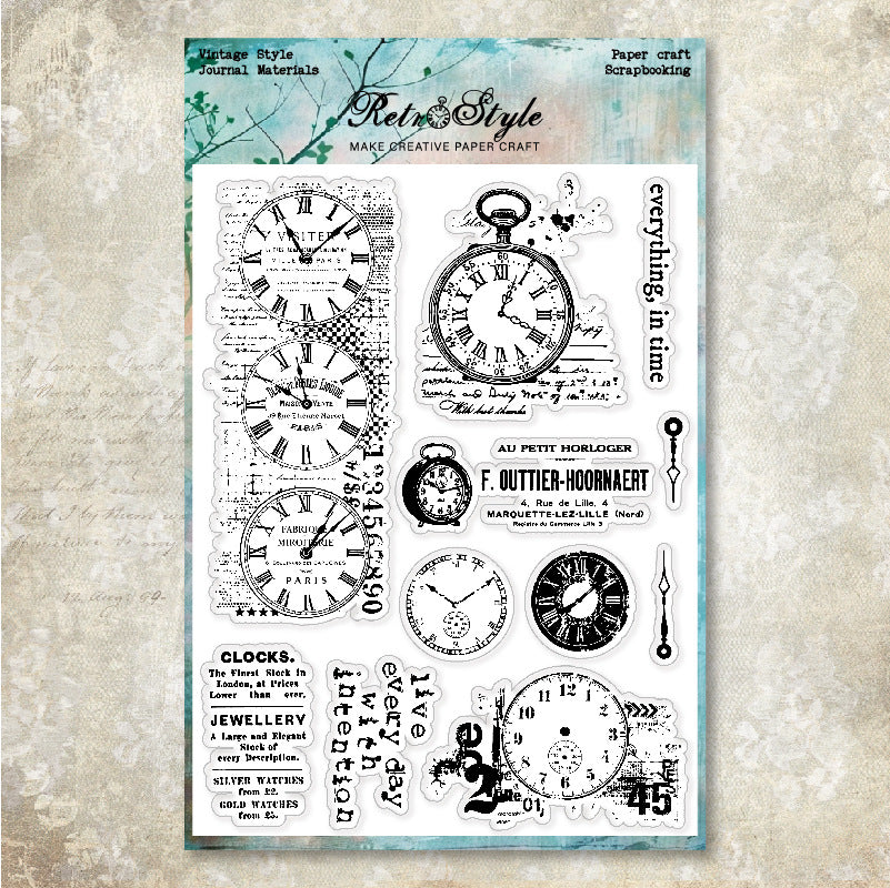 Vintage Clock background Stamp (15 x 20 cm)
