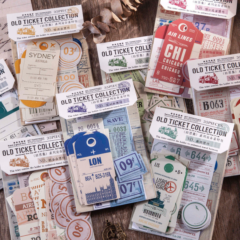 Vintage Ticket Collection Mix Pack -35Pcs each pack