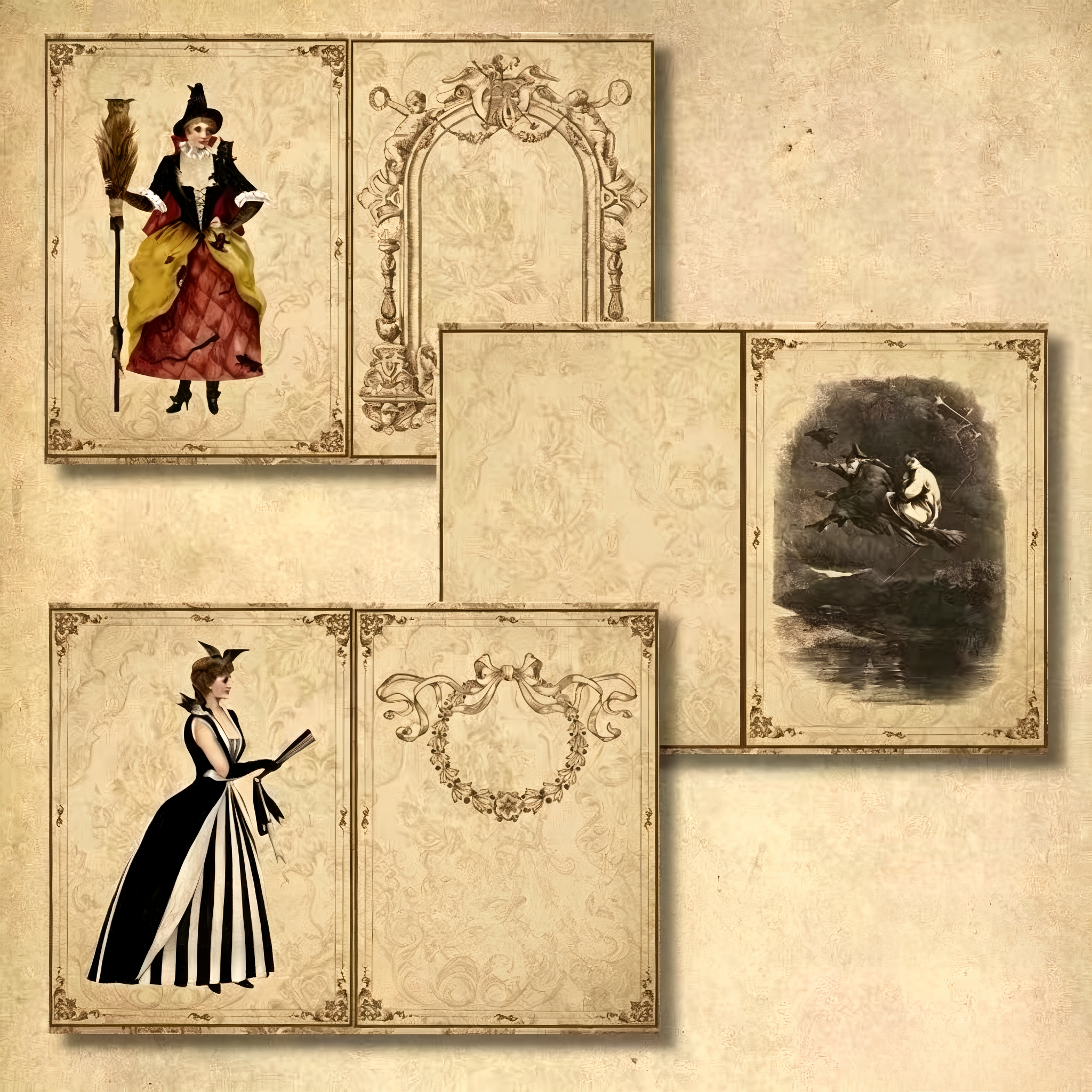 A4 size Vintage Gothic Witch Style paper 12 pcs