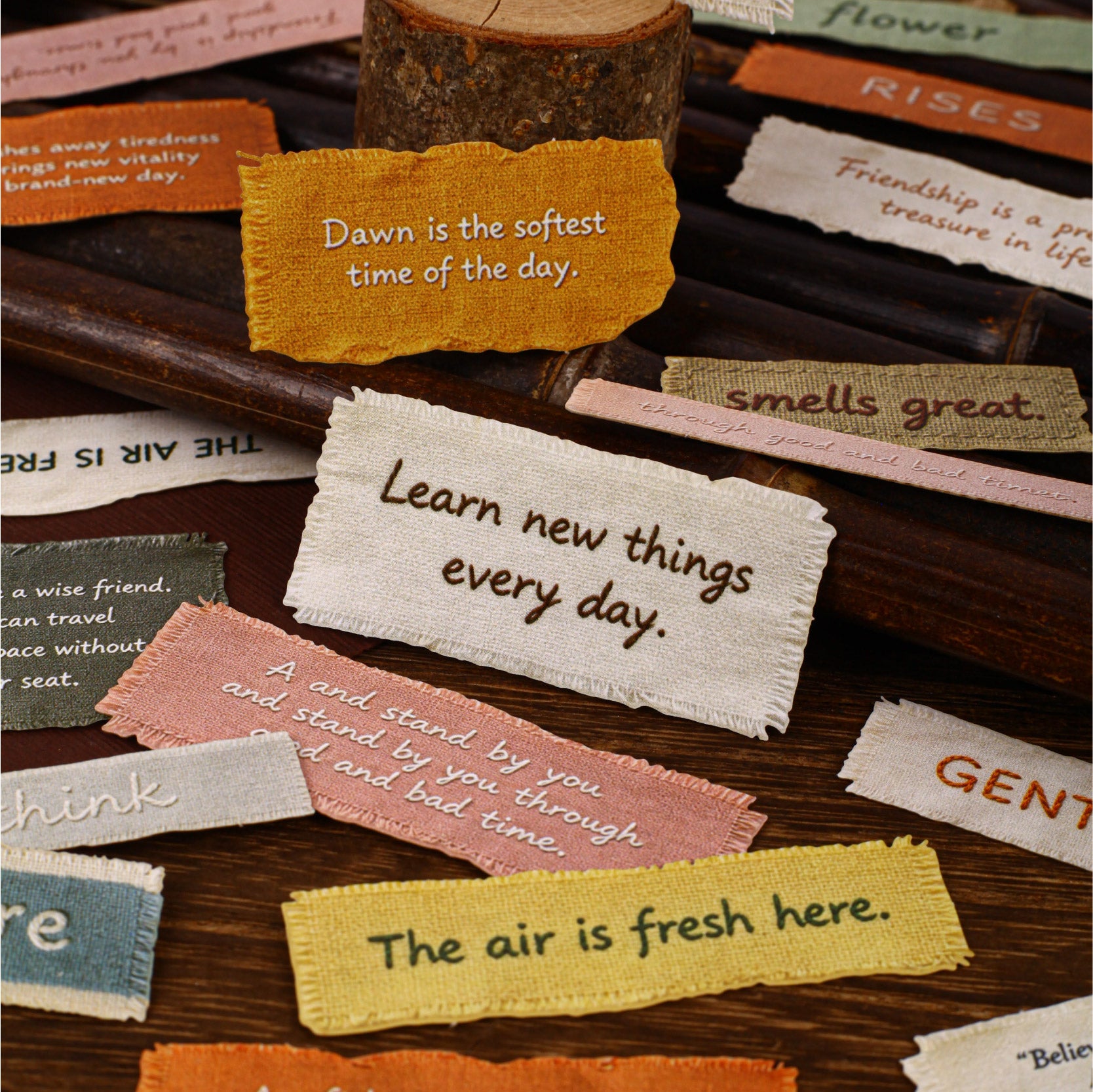 Fabric Text Word Cardstock Stickers -15Pcs each pack