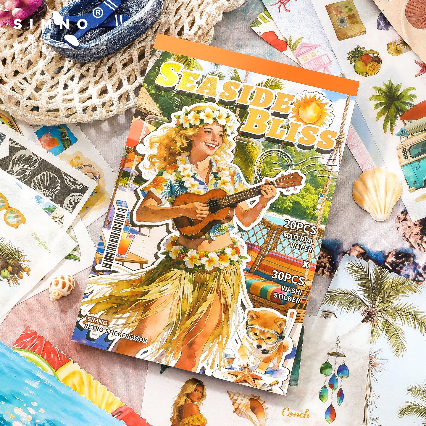 Seaside Bliss Vintage Material Sticker Book -50Pcs each pack