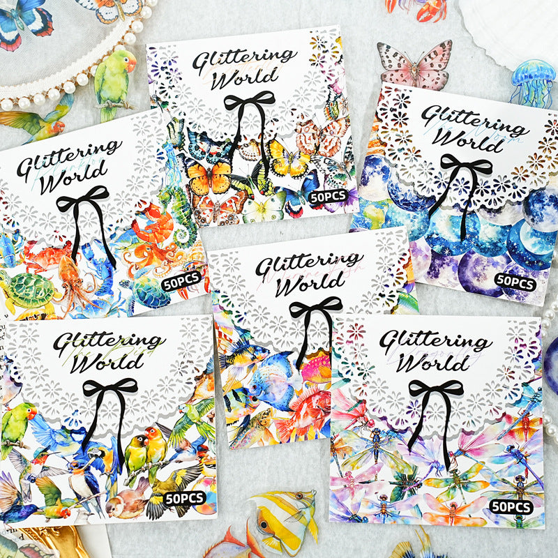 0423 Colorful World Series Sticker book-50Pcs each pack