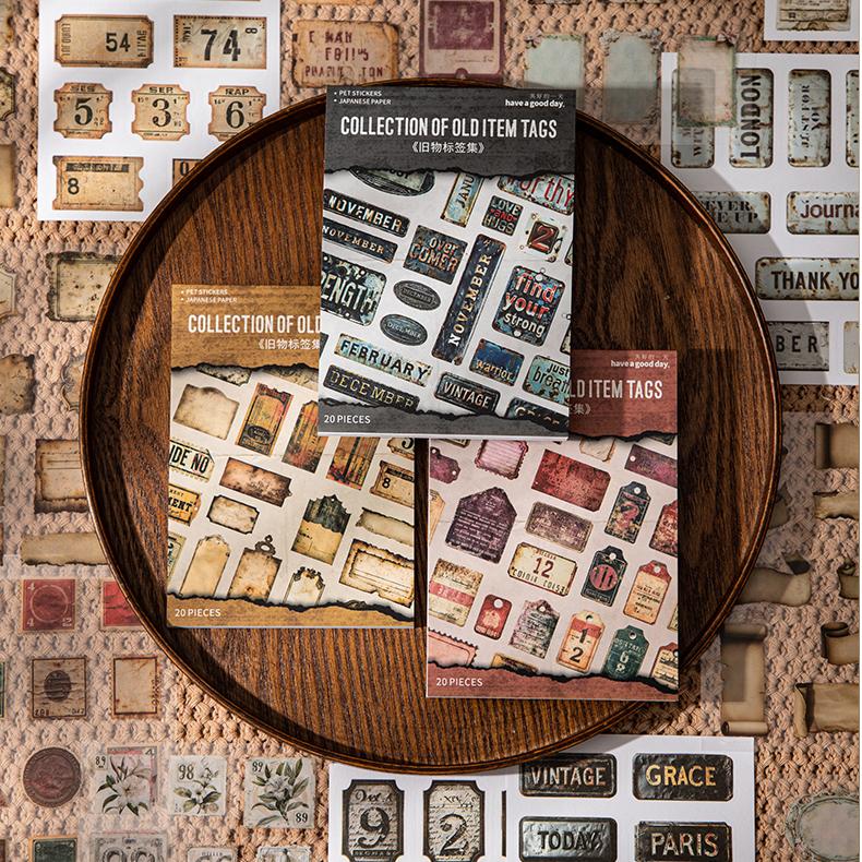 0723 Vintage old things PET & Washi *pre-cut Sticker Book -20Pcs each pack