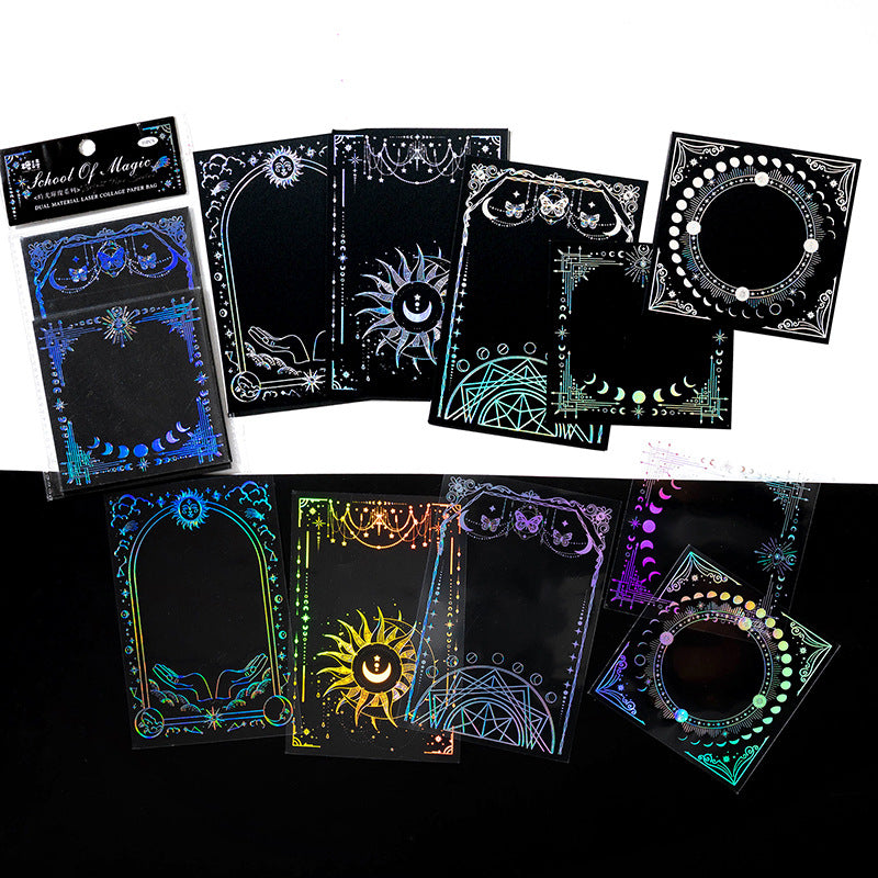 Magic Academy Laser Collage Card Stickers (5 Black Card & 5 PET stickers)