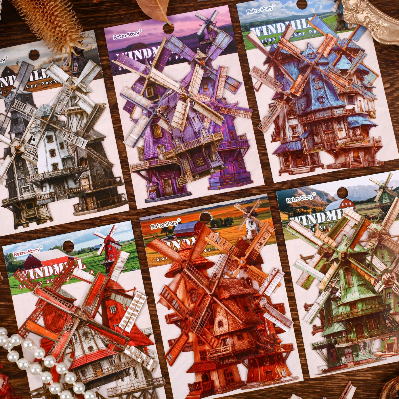 Windmill cardstock Sticker -8Pcs each pack