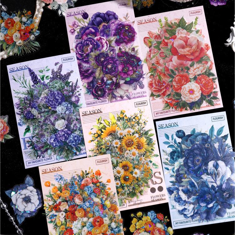 0409 Seasons Flower Series PET Sticker -15Pcs each pack
