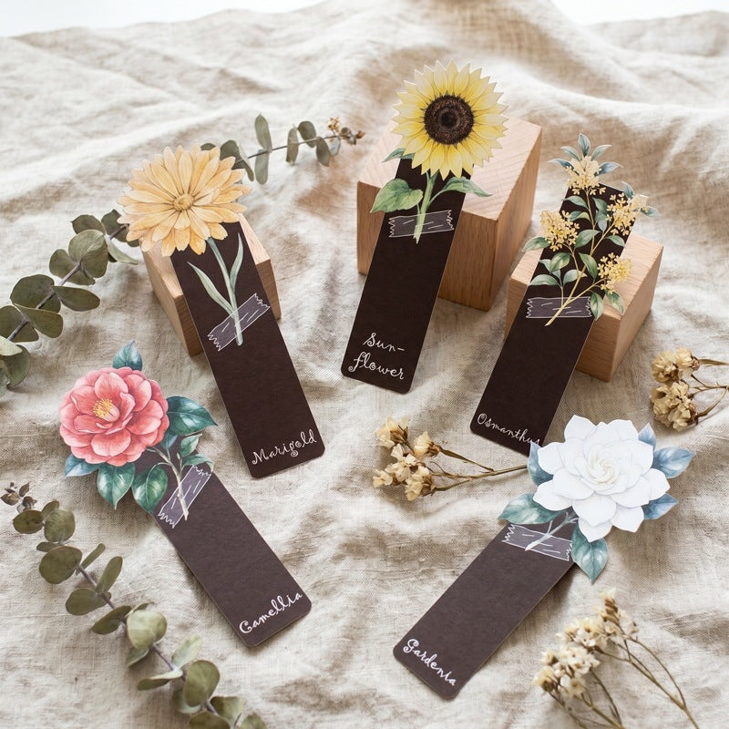 260526 Watercolor Flowers Bookmark 5pcs