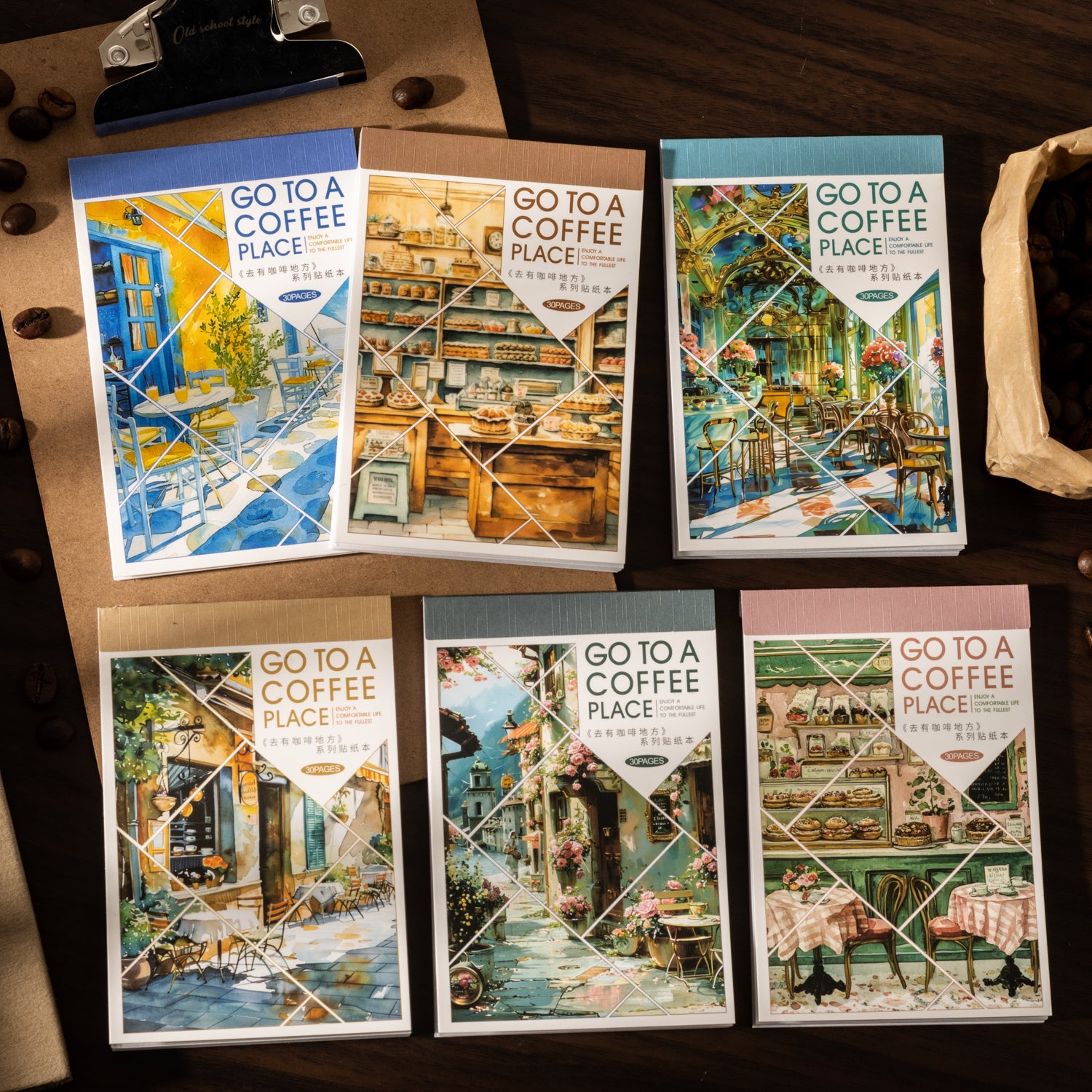 0517 Go to a Coffee place PET Sticker Book -30Pcs each pack