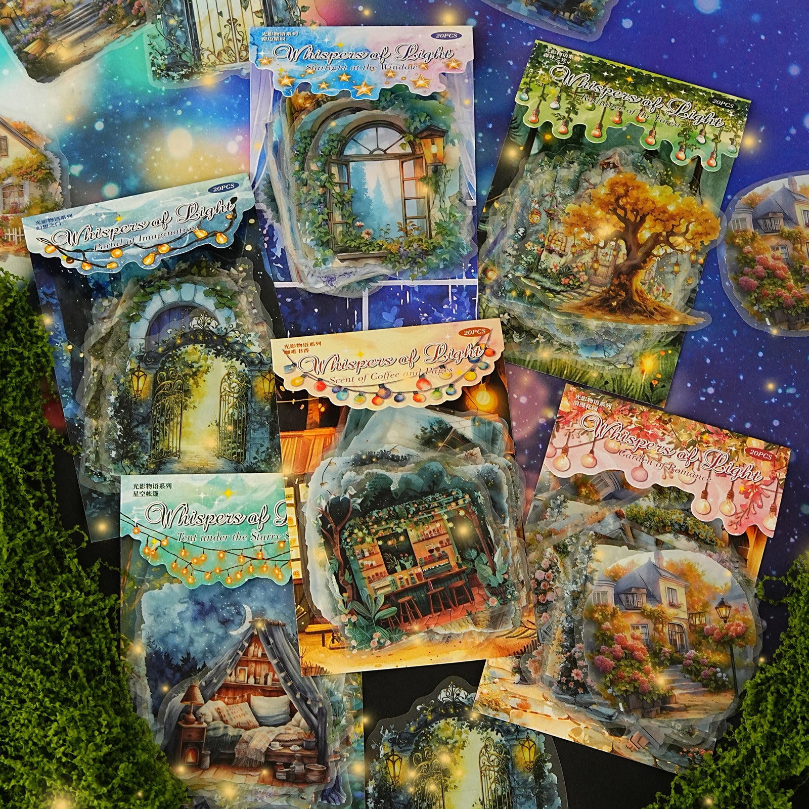 0530 Plants and lights PET Sticker -20Pcs each pack