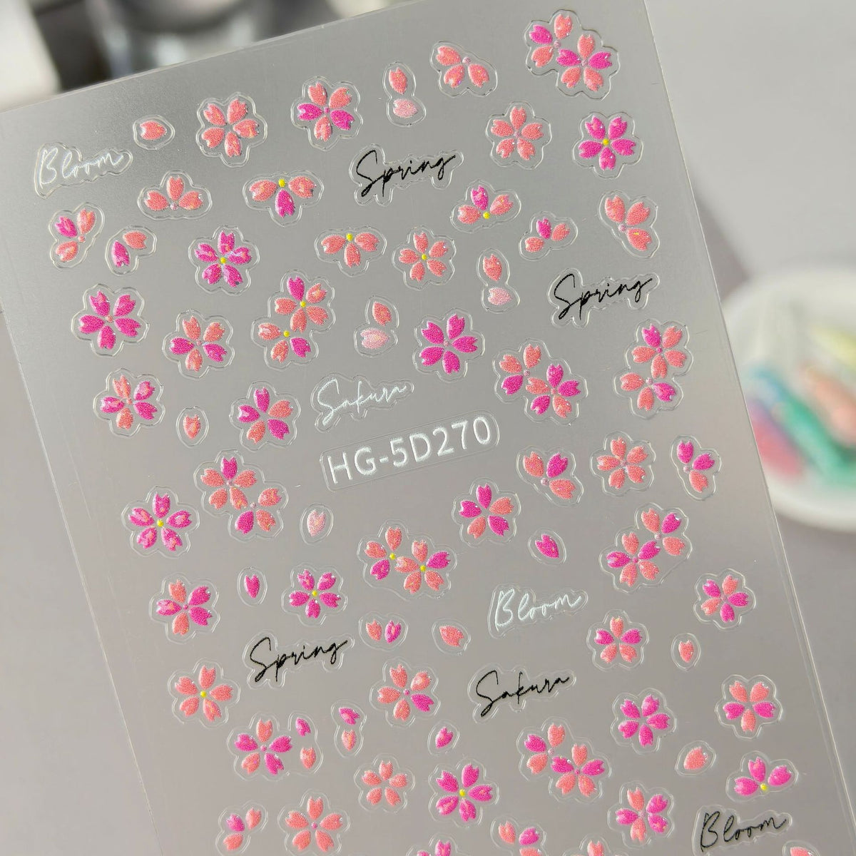 M346- Spring Pink Small Flowers Embossed Mini sticker 1 Pcs