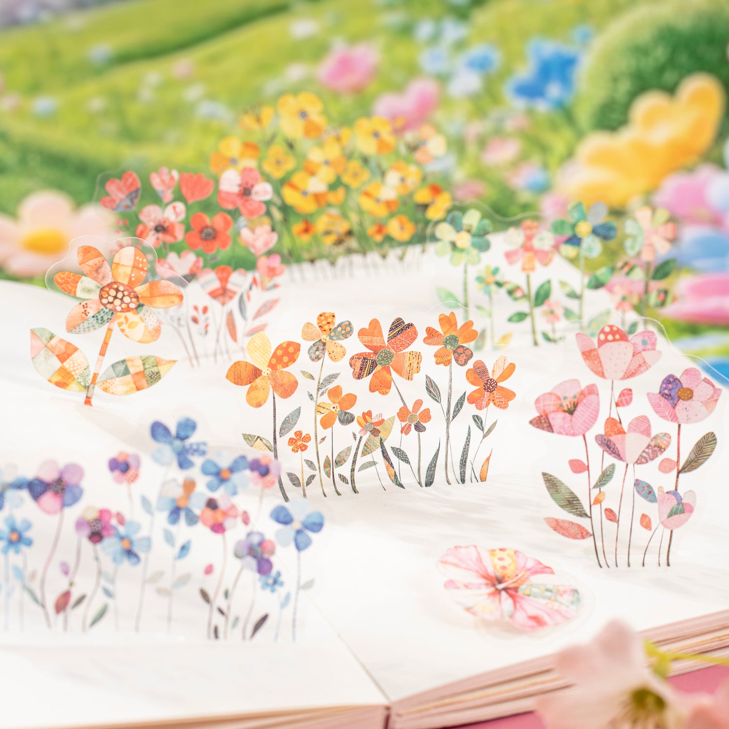 0623 Collage Flowers PET Stickers -15Pcs each pack