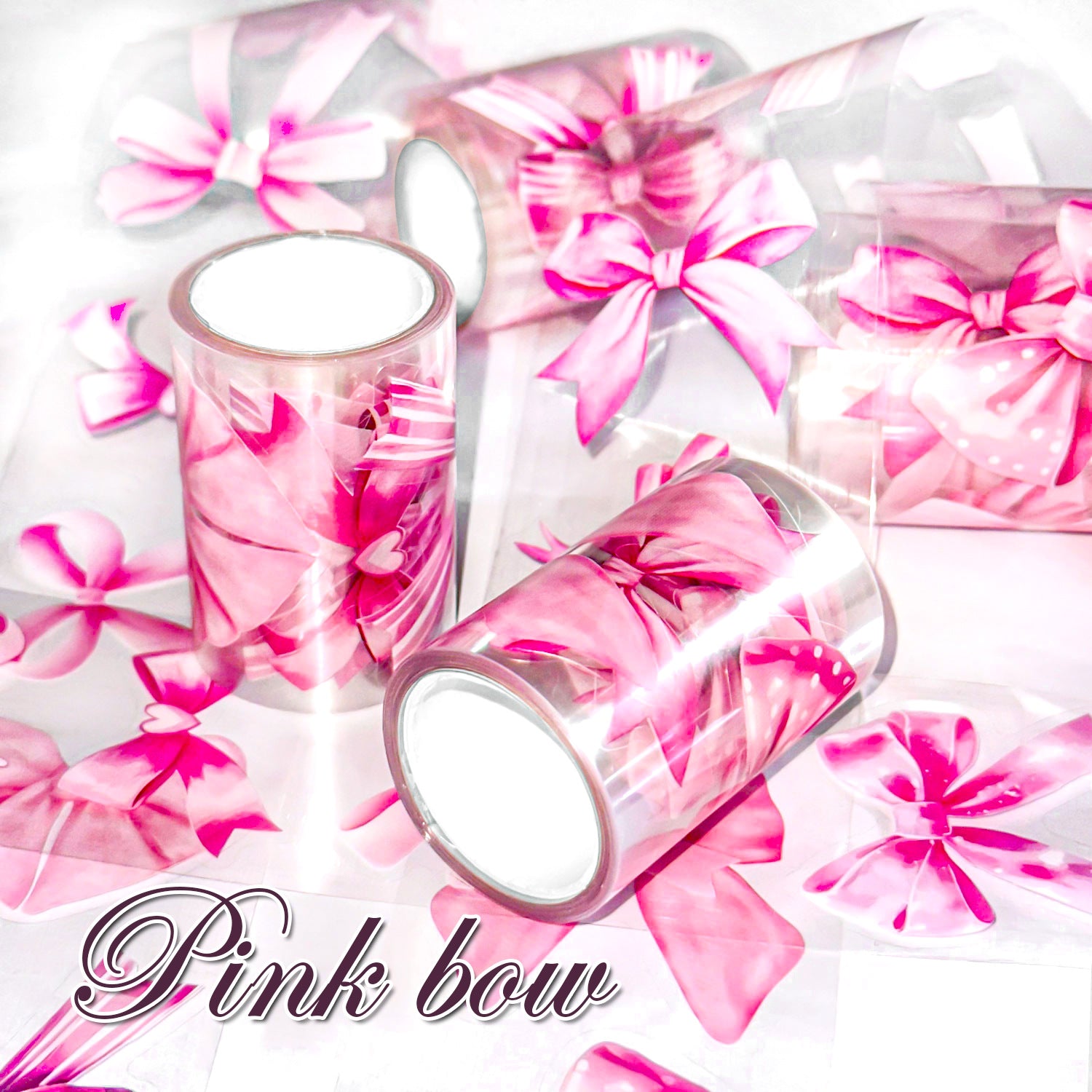 0713 Pink bow PET tape -5cm*2m