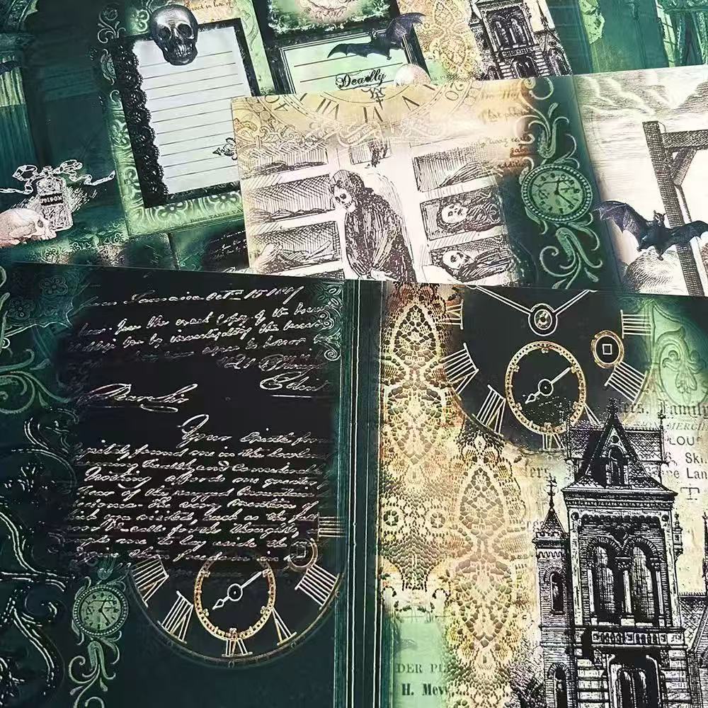A4 size Green goth Style Paper 8 pcs