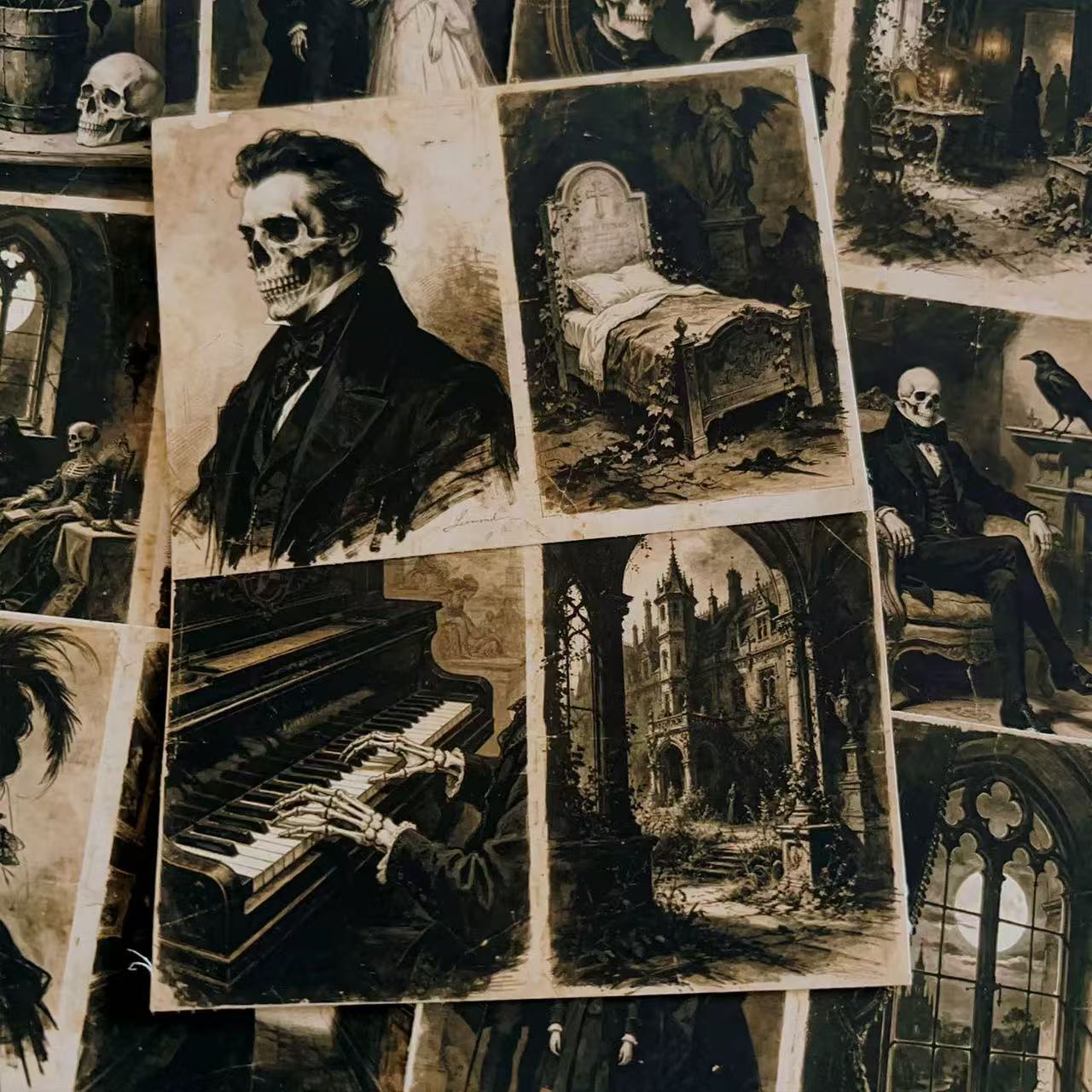 Vintage Gothic Skeleton Earl paper (14cm x 20cm) -8Pcs each pack