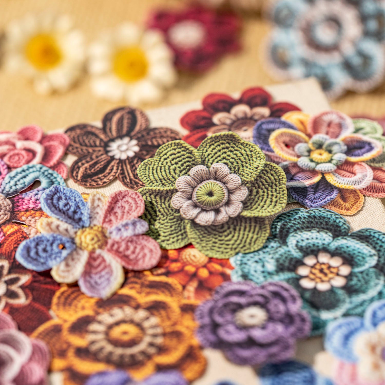 Crocheted Garden Solid Stickers -50Pcs each pack