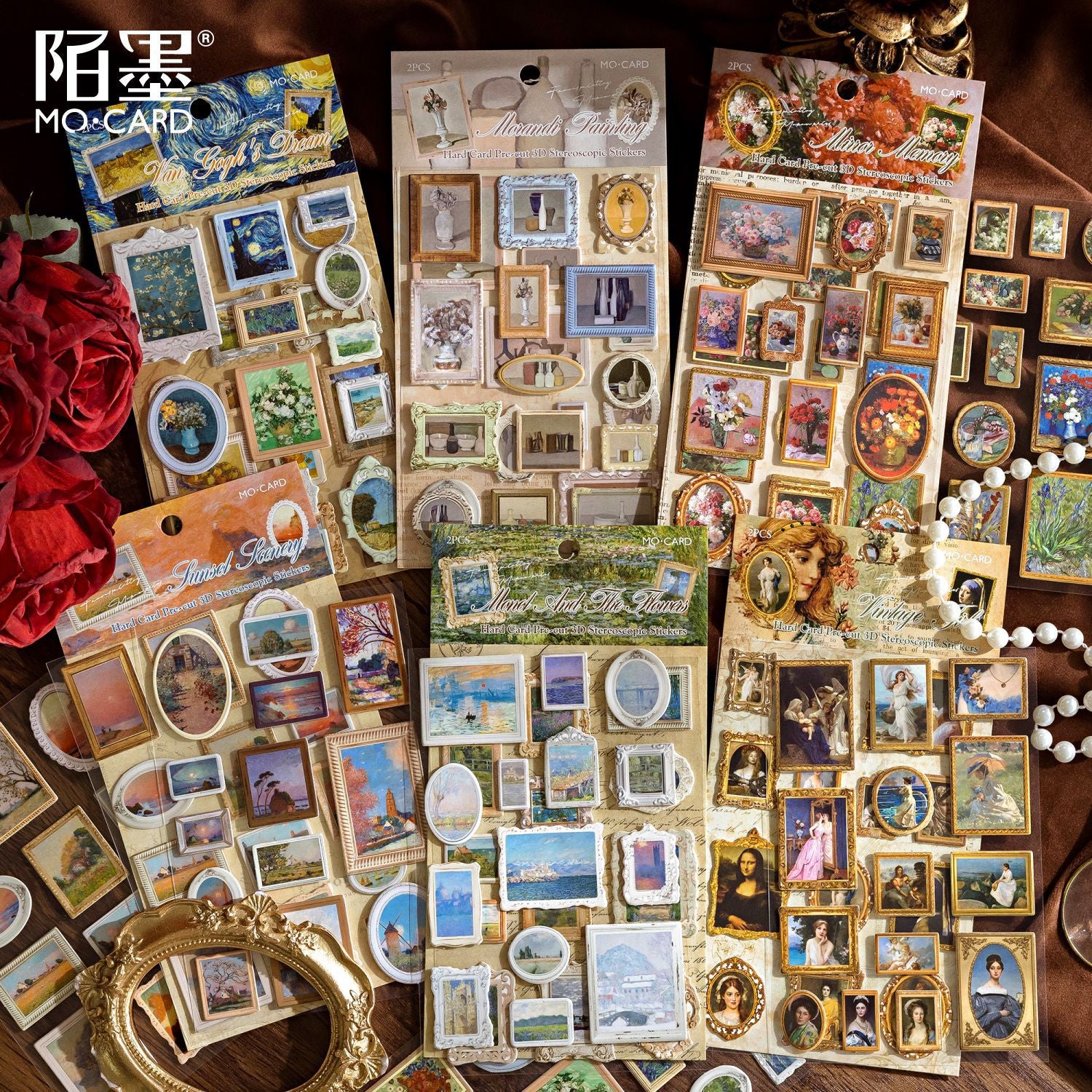 0320 Famous Paintings Museum Series cardstock Sticker -2Pcs each pack