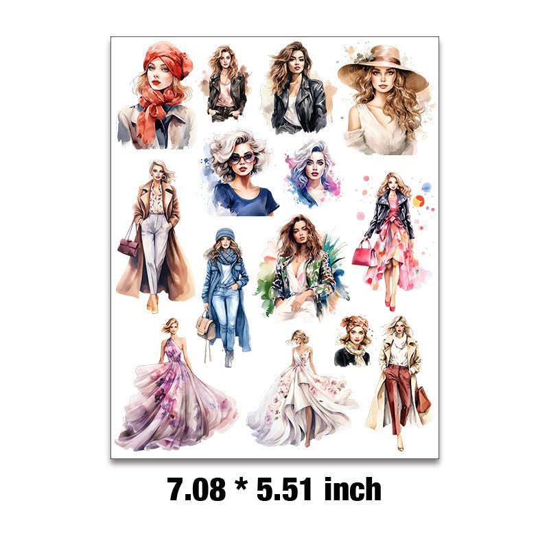 Fashion girls Embossed sticker 1 Pcs