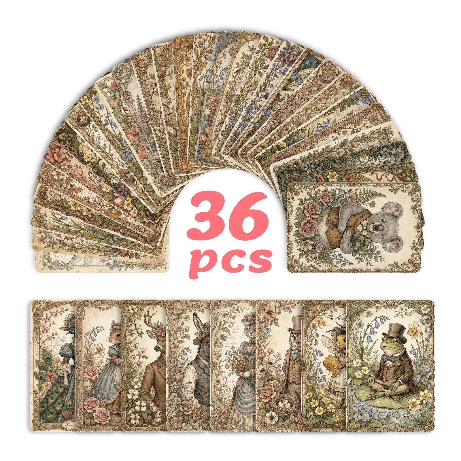 Victorian Animals Cardstock 36pcs (2.36 × 3.5 inch)