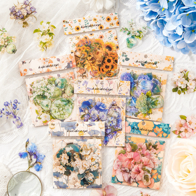 0509 Flowers and bottles PET Stickers -15Pcs each pack