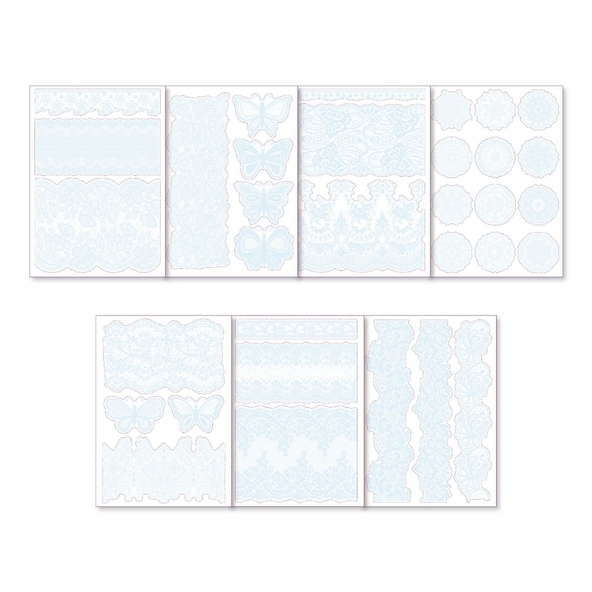 Light Blue lace stickers, 7 sheets per pack, 14.8*10.5cm