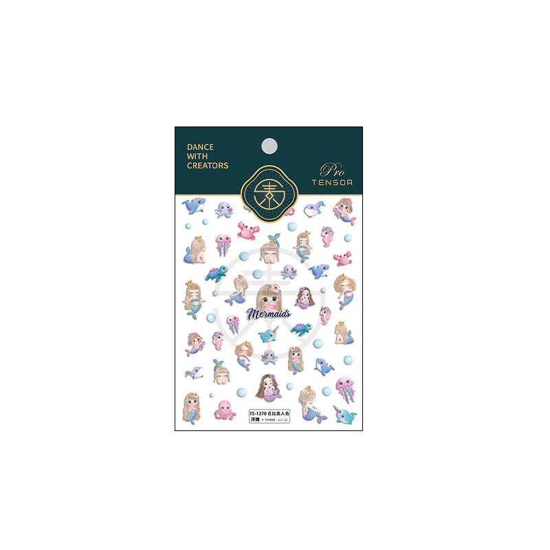 M11- Barbie Mermaid Embossed Mini sticker 1 Pcs
