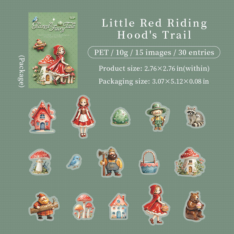 Glazed Fairy Tale PET Stickers -30Pcs each pack
