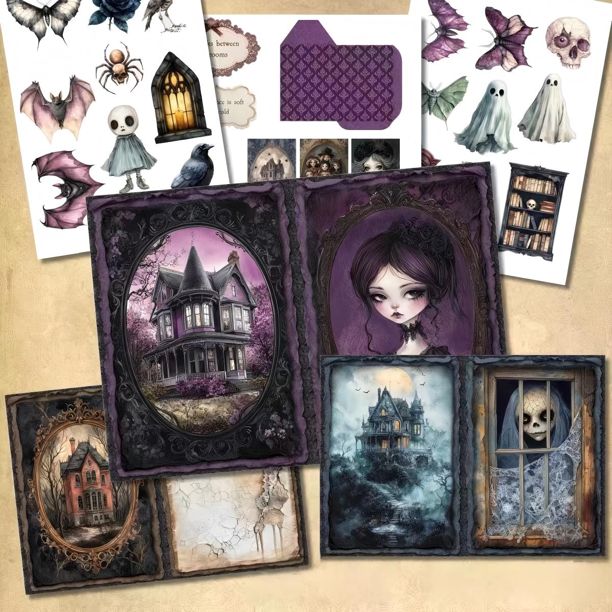 A4 size Gothic Halloween Girl Style paper 12 pcs