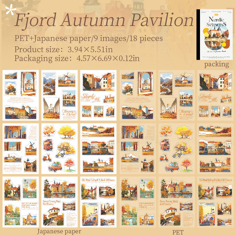 Nordic seasons PET & Washi Sticker book -18Pcs each pack