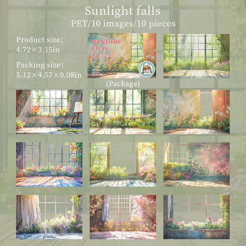 The scenery outside the window PET sticker -10Pcs each pack