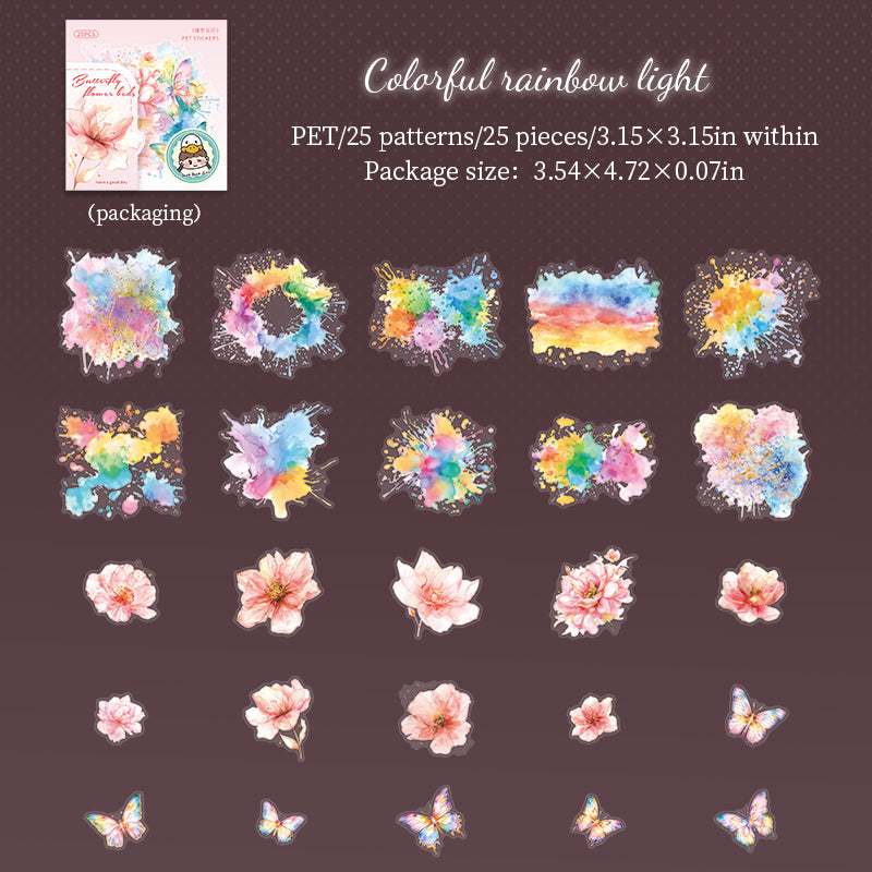 Butterfly Dreams in Flowers PET Sticker -25Pcs each pack