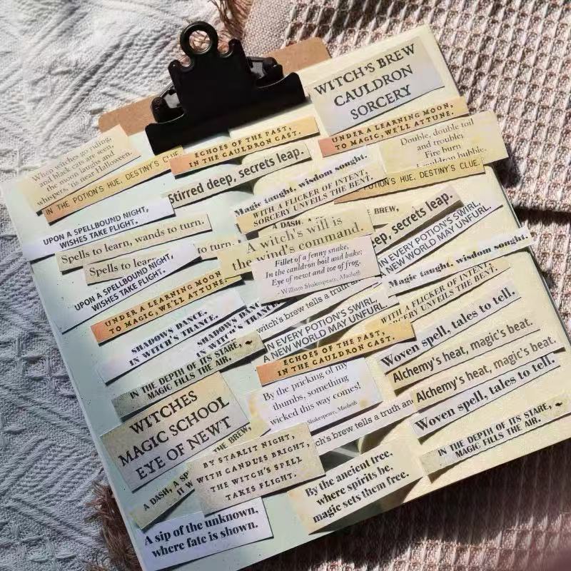 Vintage Halloween Witch Diary English Phrases Paper Stickers -40pcs each pack