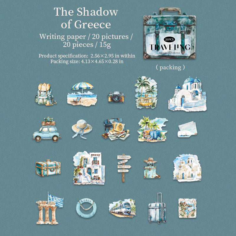 Travel poetry collection cardstock sticker -20Pcs each pack